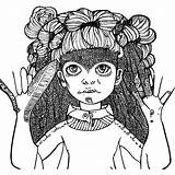 Little Girl With Knife Coloring Page · Creative Fabrica sketch template