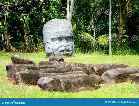 Stone Heads of Tabasco Mexico Stock Image - Image of park, mayas: 63159861