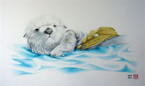 Sea Otter original watercolor painting