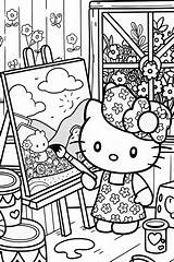 Hello Kittys Magical Art Studio Coloring Page  Free & Printable sketch template