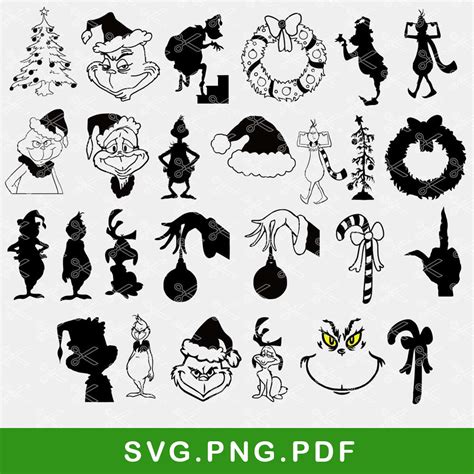 Grinch Silhouette Bundle Svg, Grinch Svg, Grinch Christmas S | Inspire Uplift