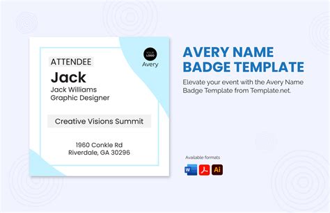 Avery Name Badge Template in Word, PDF, Illustrator - Download | Template.net