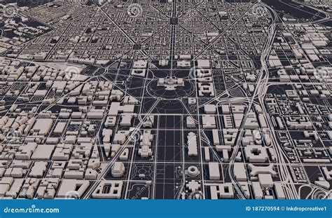 Washington DC City Map 3D Rendering. Aerial Satellite View. Stock ...