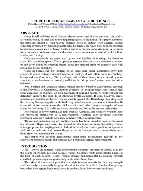 Coupling Beam Design | PDF | Deformation (Mechanics) | Bending