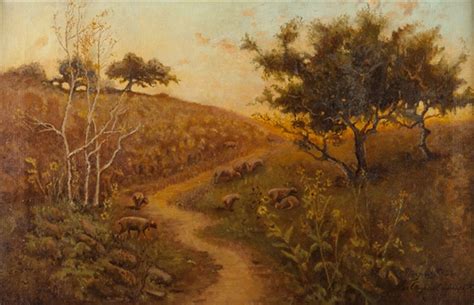 American School, 20th Century | Sheep grazing in a landscape | MutualArt