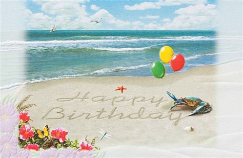 Birthday Surprise | Beach embossed birthday greeting cards