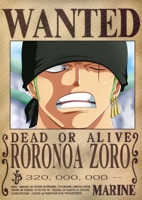 Zoro Dressrosa Wanted Poster | Zoro one piece, Roronoa zoro, One piece ...