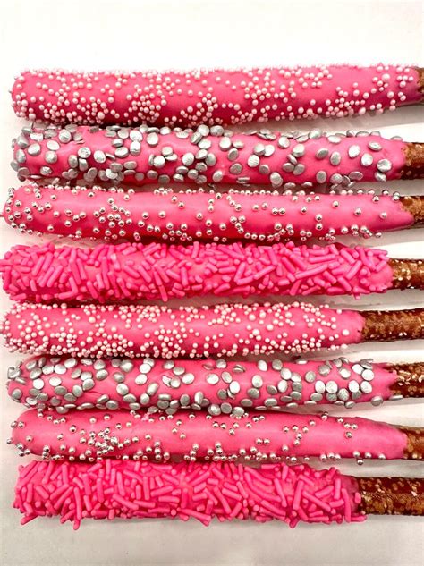 12-hot Pink Chocolate Covered Pretzels - Etsy