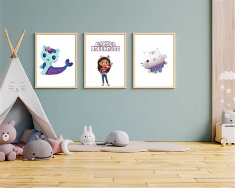 Gabby Dollhouse Characters Wall Art Wall Hangings Birthday - Etsy