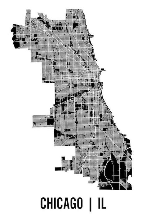 Chicago Map Art Print by Mr. City Printing | iCanvas | Chicago art print, Chicago map art ...