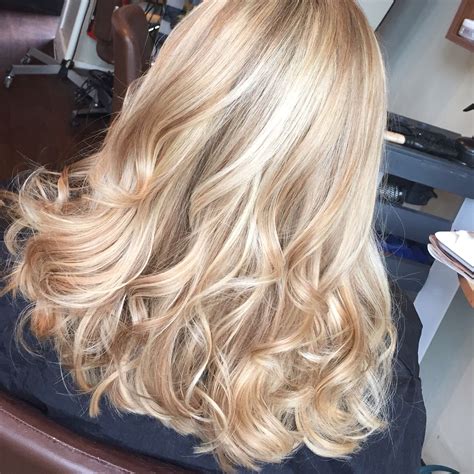 Full head of Champagne and soft blonde woven high- lights | Hair styles ...