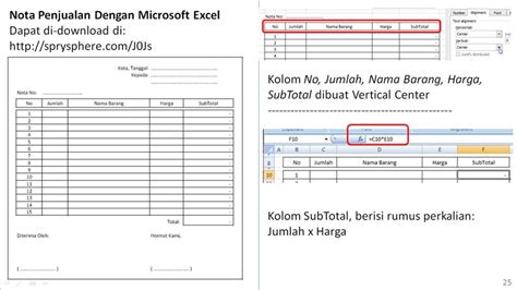 Nota Penjualan Dengan Microsoft Excel - Niguru Indonesia