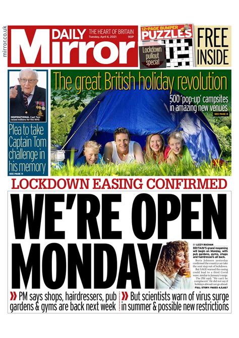 Daily Mirror Front Page 6th of April 2021 - Tomorrow's Papers Today!