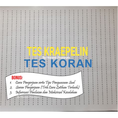 Jual Tes Kraepelin / Kertas Kraepelin Psikotes A3 - Jakarta Selatan - Honest Premium | Tokopedia