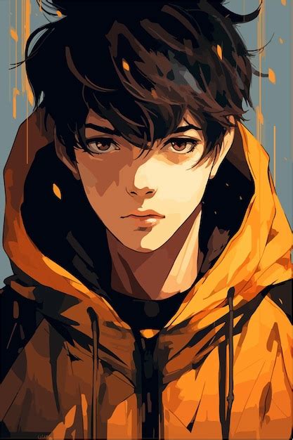 Premium Vector | A painting of a boy anime style vector illustration digital brush