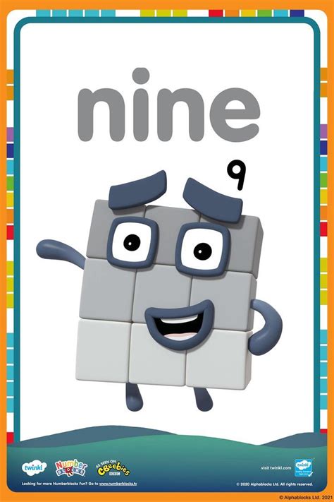 Numberblocks: Numberblock Nine | Printable numbers, Police crafts, Numbers