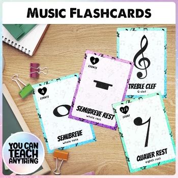 Music Notation Flashcards Set of 15 Notes Rests and Clefs | TpT