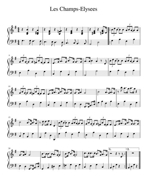 Les Champs-Elysees - Easy Piano Version Sheet music for Piano (Solo) | Musescore.com