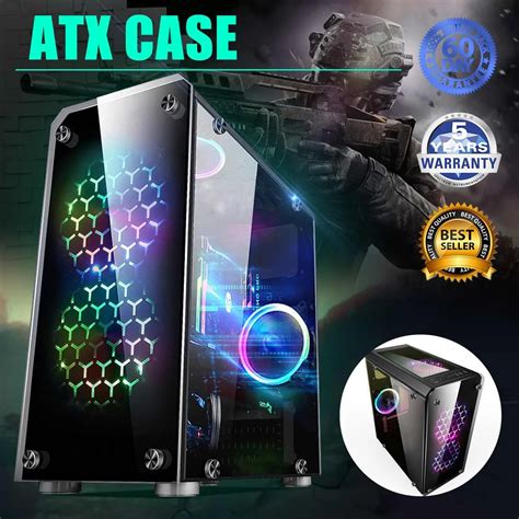 Mini ATX Gaming Computer PC Cases Towers Glass Panel Desktop Computer ...