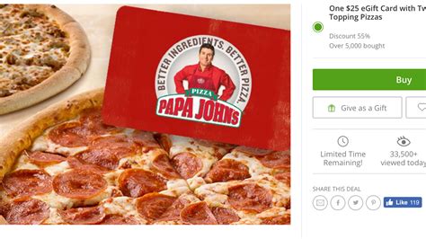 Buy a $25 Papa John's Gift Card, Get Two Large Bonus Pizzas For Free