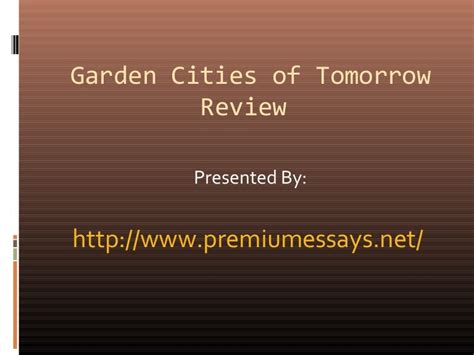 Garden cities of tomorrow review