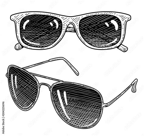 Sunglass illustration, drawing, engraving, ink, line art, vector Stock Vector | Adobe Stock