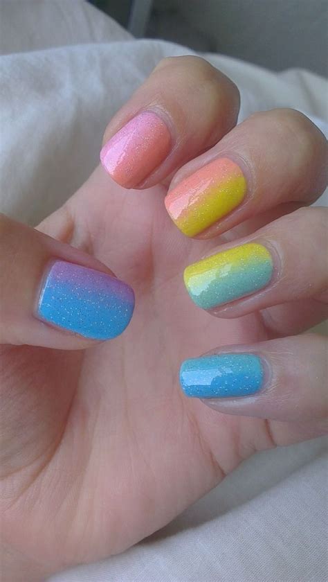 pastel rainbow | Manicure nail designs, Rainbow nails, Manicure inspiration