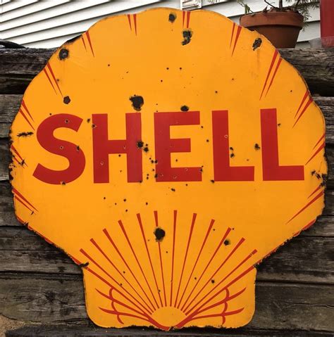 Vintage 1920's SHELL Gas Service Station Double Sided Porcelain Sign 41x40 | eBay | Porcelain ...