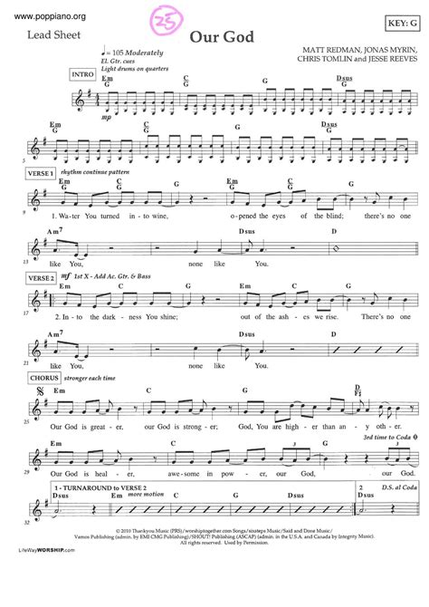 our god | Sheet Music | Piano Score Free PDF Download | HK Pop Piano Academy