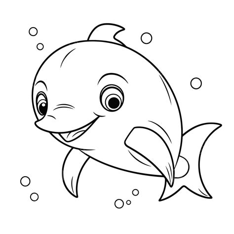 Cartoon Dolphin Coloring Page Outline Sketch Drawing Vector, Drawing ...