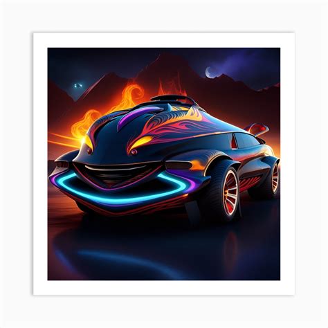 Car With Flames Art Print by Magical Arts Realm - Fy