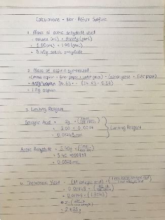 Theoretical yield of aspirin synthesis. Chemistry 104: Synthesis of ...