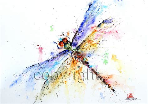 DRAGONFLY Watercolor Nature Art Print by Dean Crouser | Etsy