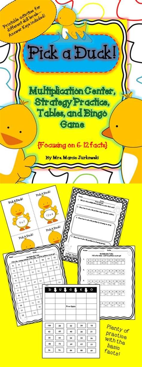 Pick A Duck Multiplication Center, Basic Fact Practice, Printables, & Bingo | Basic facts ...