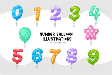 Number Balloon Illustrations | Balloons Clipart