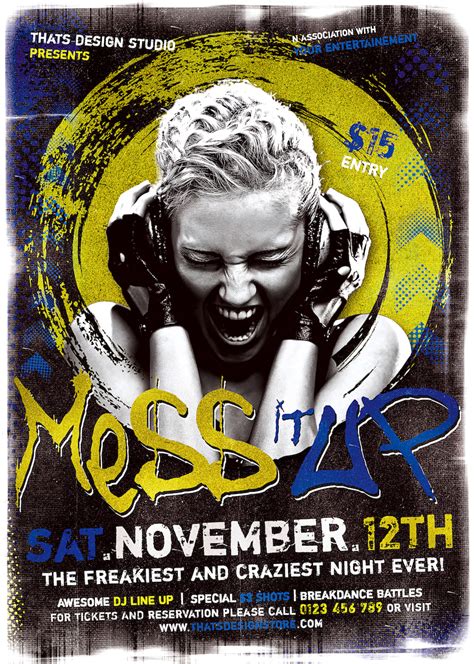 Mess It Up Club Flyer Template Psd Design to download | Club flyer template, Flyer template ...