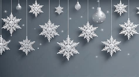 Christmas Seamless Banner With White Hanging Snowflakes With Shadows On ...