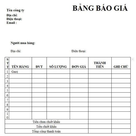 Download mẫu báo giá miễn phí, chuyên nghiệp trên Excel - EU-Vietnam ...