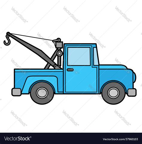 Cartoon retro small tow truck outlined Royalty Free Vector