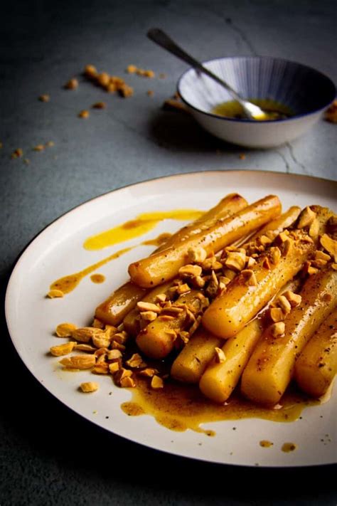 Black Salsify with Toasted Almonds, Honey and Black Pepper | Braised & Deglazed