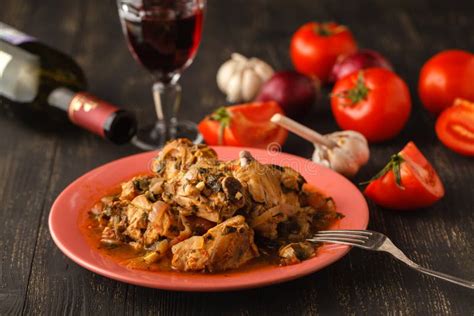 Chakhokhbili Chicken Stew with Vegetables on the Table. Horizontal View from Above Stock Image ...