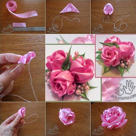 DIY Beautiful Ribbon Rose | Ribbon flower tutorial, Sewing ribbon flowers, Fabric flowers diy