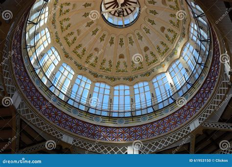 Central Market, Valencia, Spain. Roof Interior Stock Photo - Image of ...