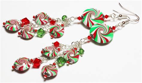 Handmade Beaded Jewelry Earrings Christmas Peppermint Candy