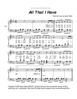 All That I Have - Aaron Waite Free Piano Sheet Music PDF