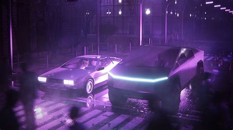 1920x1080 Tesla Cybertruck And Delorean Synthwave 4k Laptop Full HD 1080P ,HD 4k Wallpapers ...