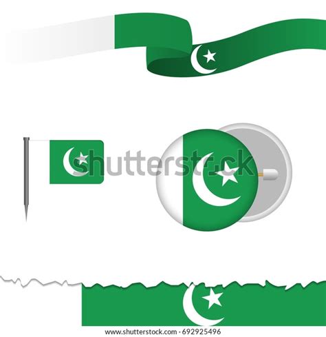 Pakistani Flag Themed Different Design Elements Stock Vector (Royalty ...