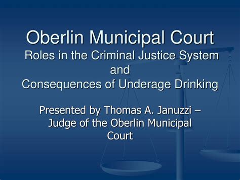 PPT - Oberlin Municipal Court Roles in the Criminal Justice System and Consequences of Underage ...