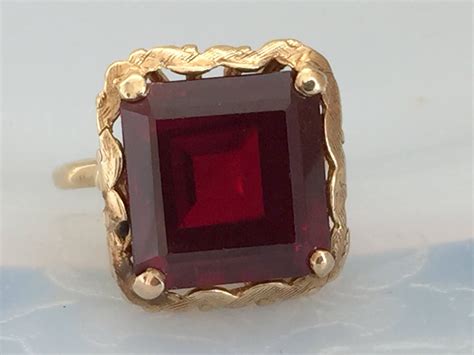 Vintage Art Deco Red Ruby 10K Yellow Gold Ring 7+ Carat Size 7.4 grams sz 8.5 | Yellow gold ...