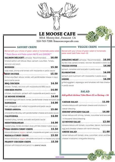 ALL MENU – Le Moose Crepe Cafe